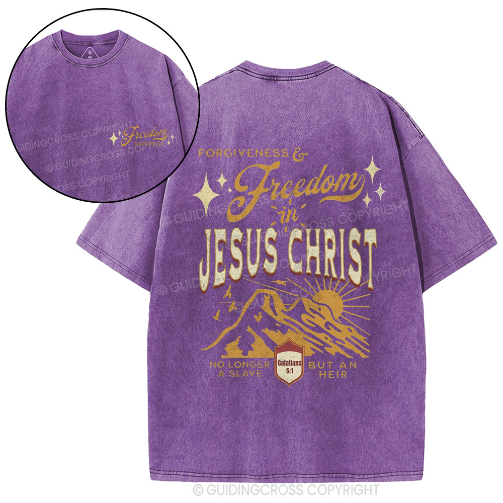 Freedom In Jesus Christ Christian Washed T-Shirt