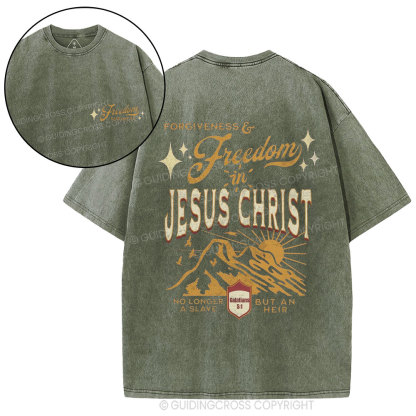 Freedom In Jesus Christ Christian Washed T-Shirt