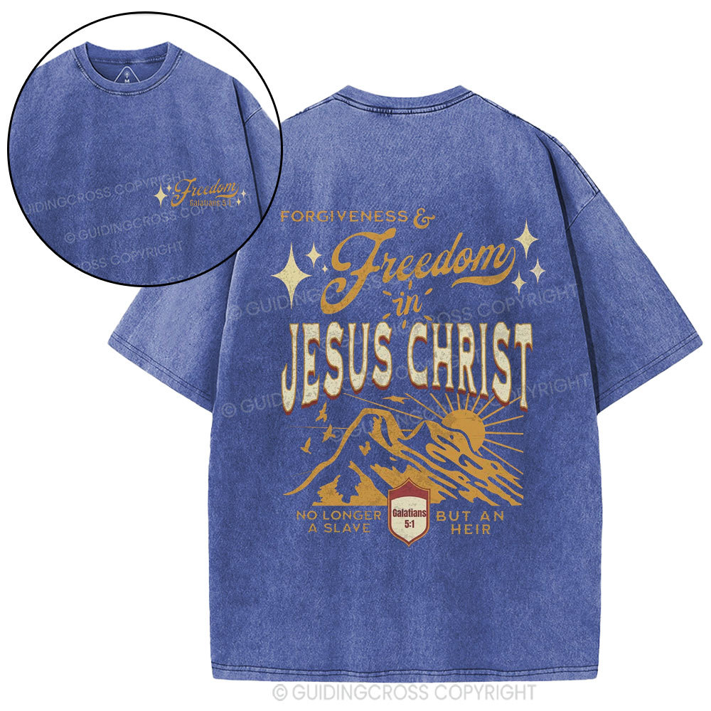 Freedom In Jesus Christ Christian Washed T-Shirt