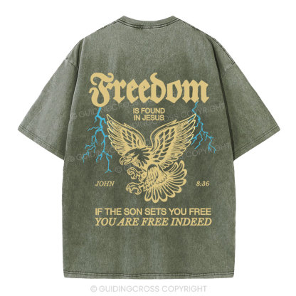 Freedom Is Found In Jesus Christian Washed T-Shirt