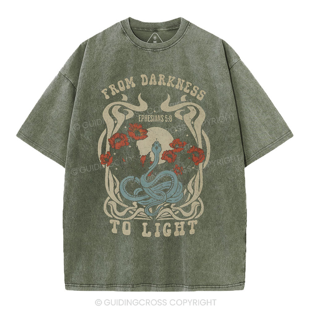 From Darness To Light Christian Washed T-Shirt