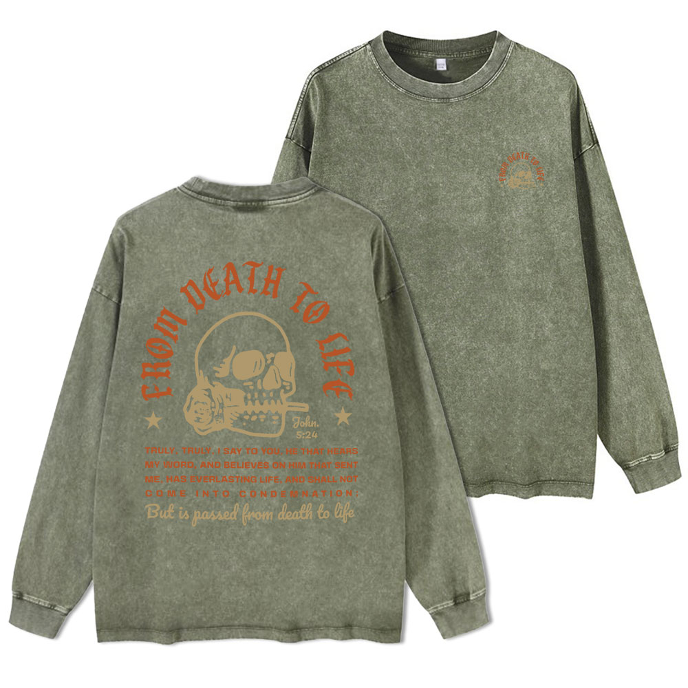 From Death To Life Washed Long Sleeve T-Shirt