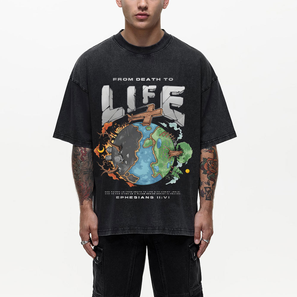 From Death To Life Chirstian Washed T-Shirt