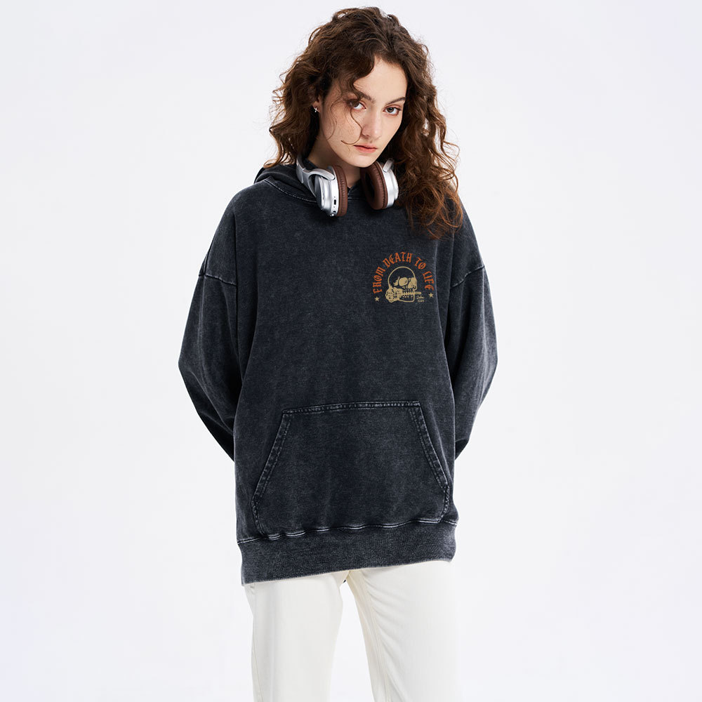 From Death To Life Christian Washed Hoodie