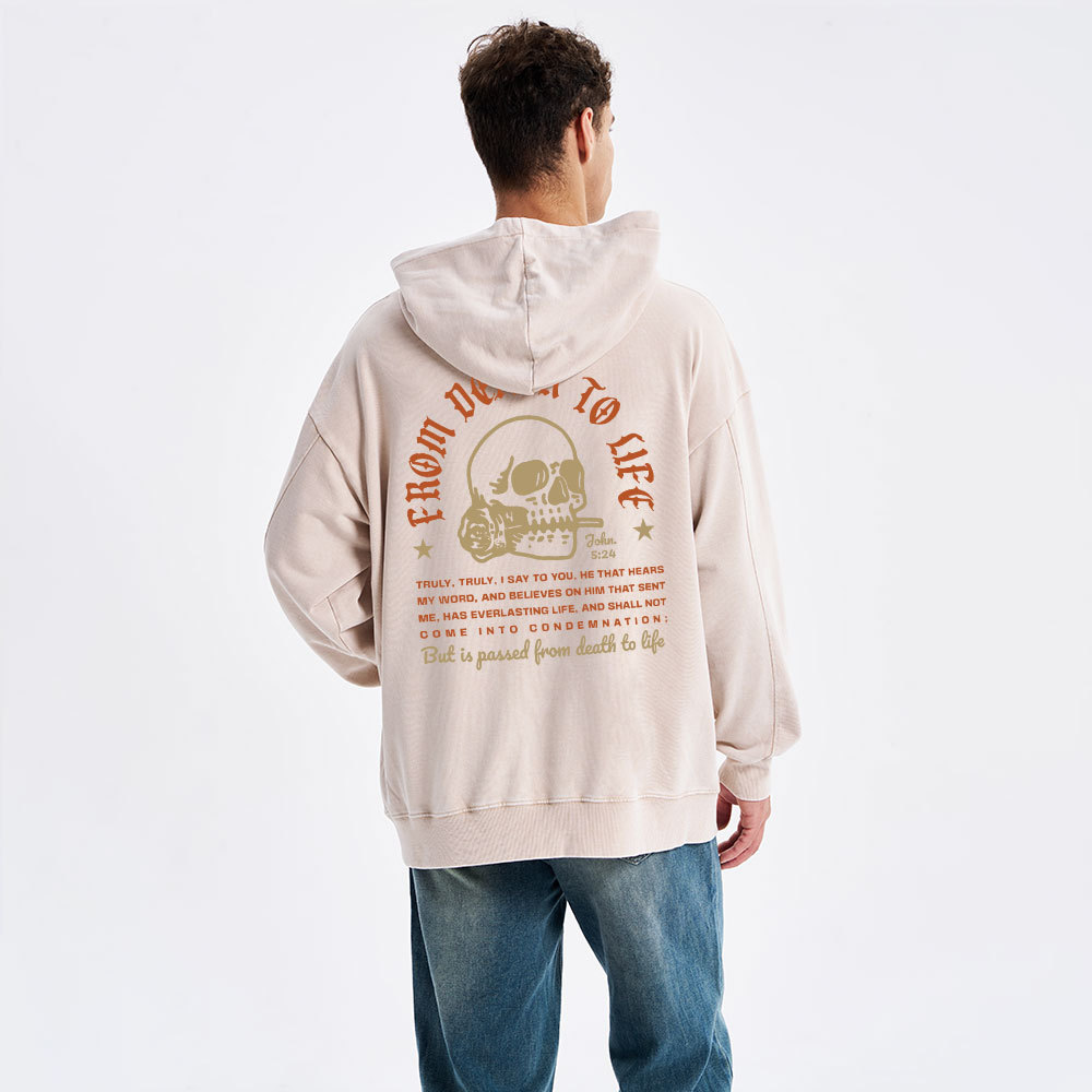 From Death To Life Christian Washed Hoodie