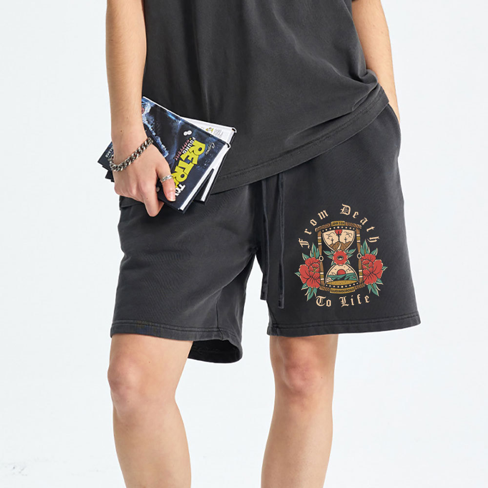 From Death To Life Christian Washed Shorts