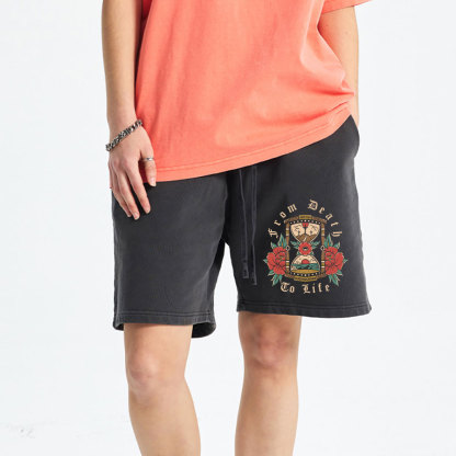 From Death To Life Christian Washed Shorts