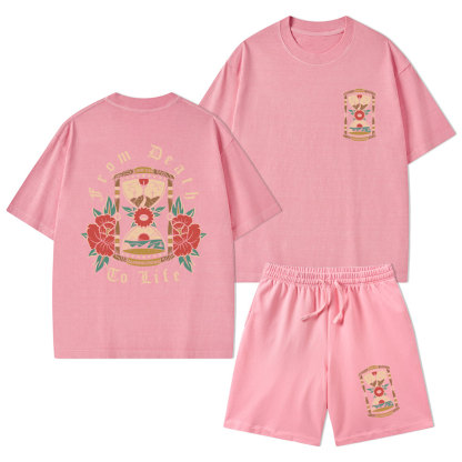 From Death To Life Christian Washed T-Shirt & Shorts