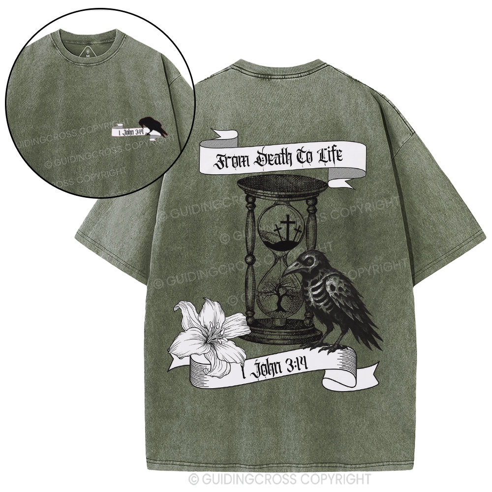 From Death To Life Christian Washed T-Shirt