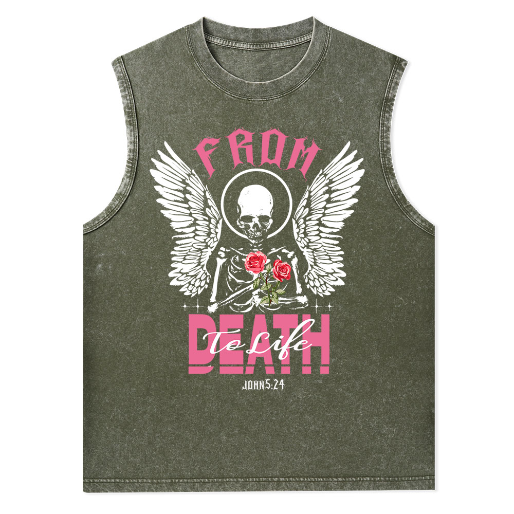 From Death To Life Christian Washed Tank Top