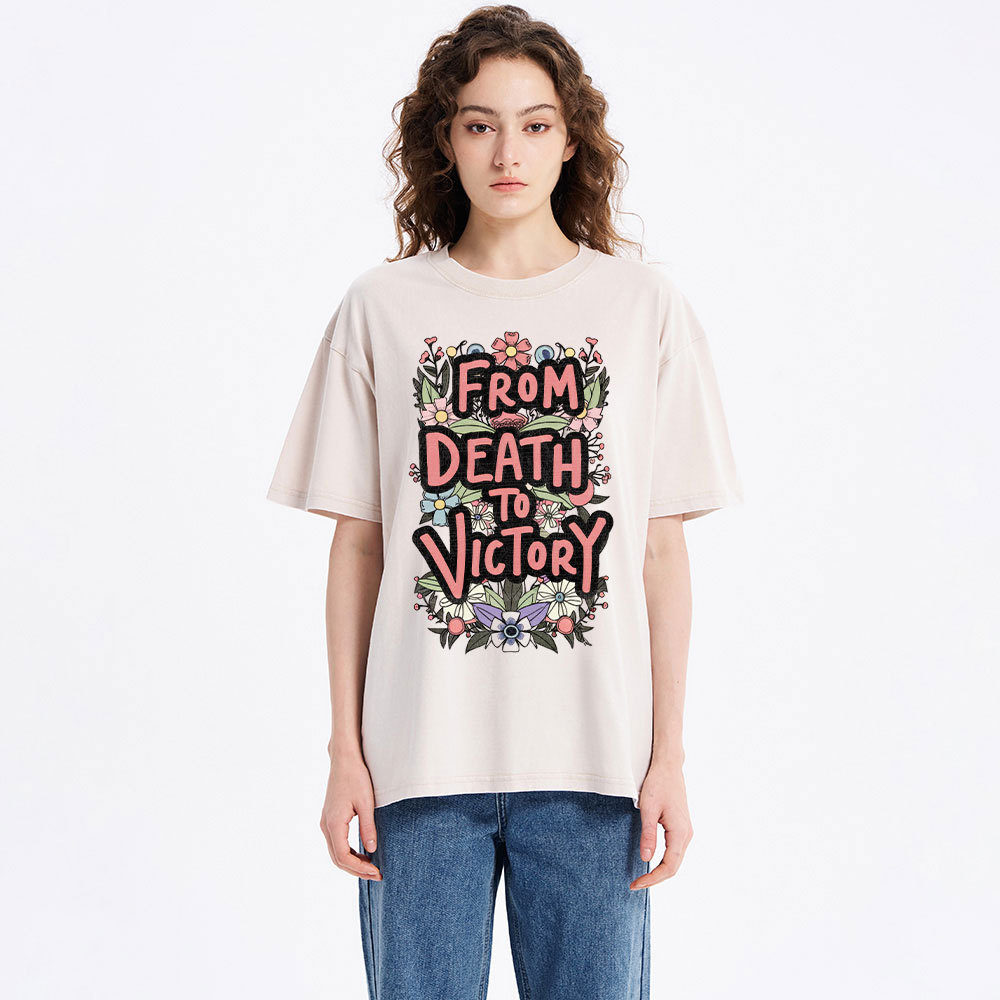From Death To Victory Christian Washed T-Shirt