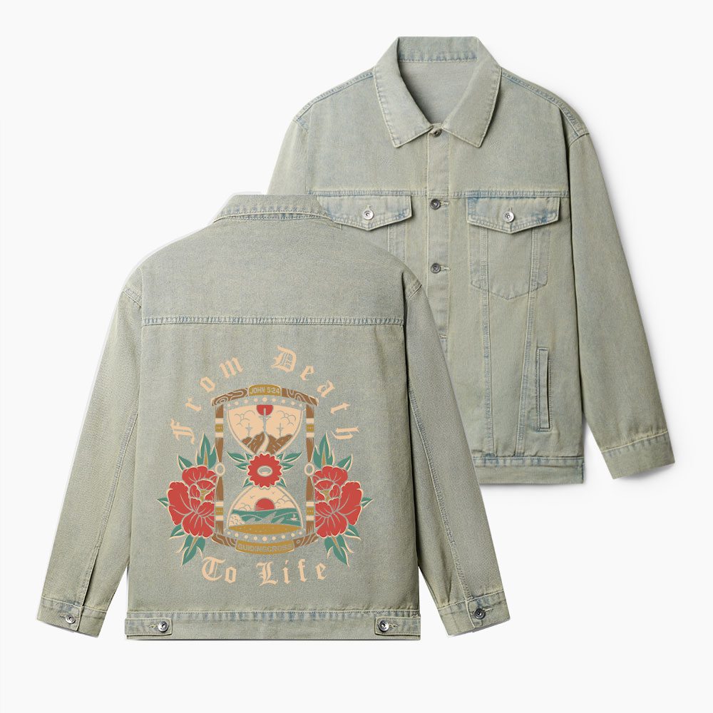 From Death To life Christian Denim Jacket