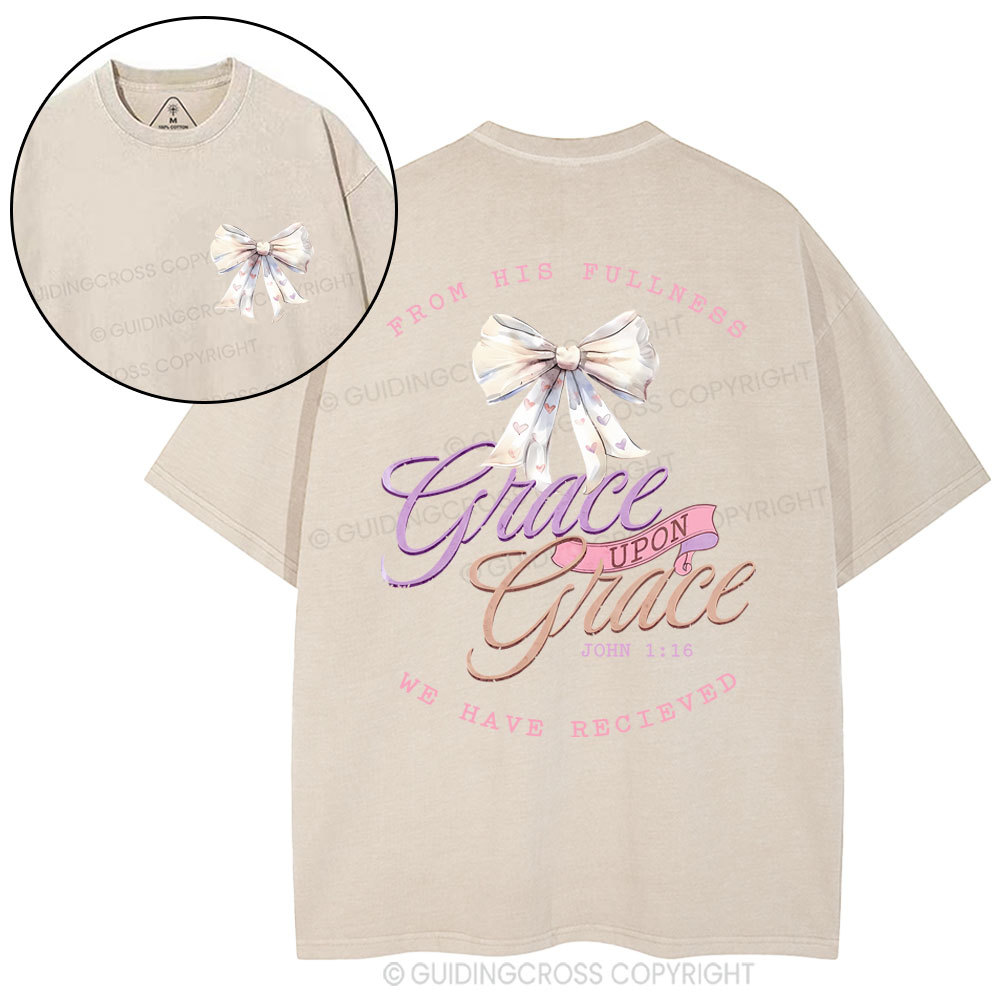 From His Fullness Christian Washed T-Shirt