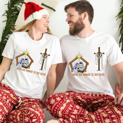 From The Manger To The Cross Christian Christmas T-Shirt