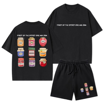 Fruit Of The Spirit Are My Jam Christian Washed T-Shirt & Shorts