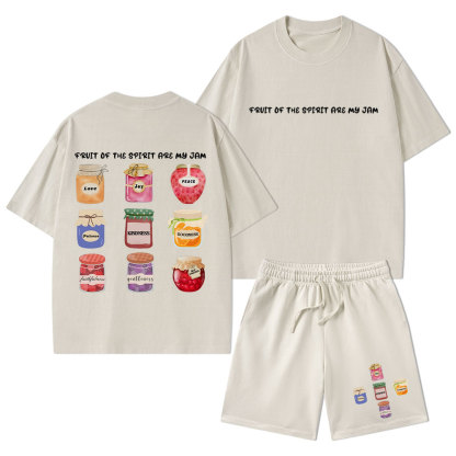 Fruit Of The Spirit Are My Jam Christian Washed T-Shirt & Shorts