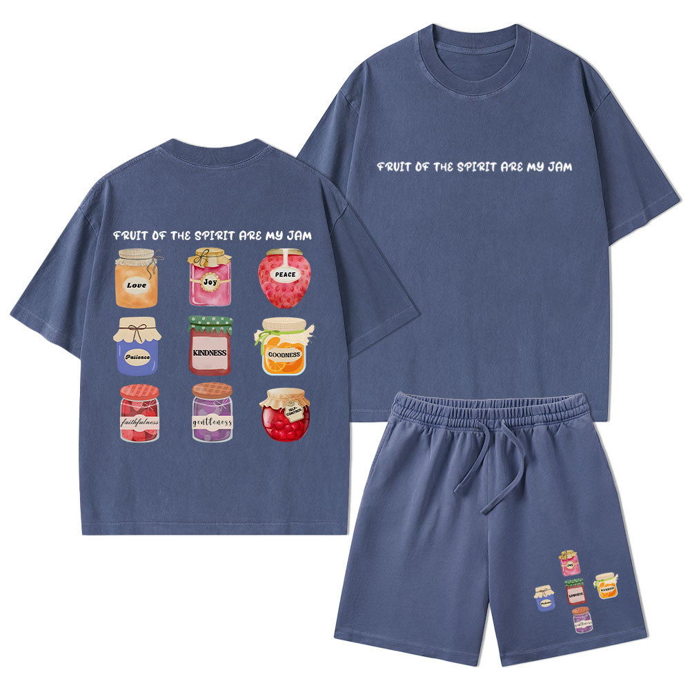 Fruit Of The Spirit Are My Jam Christian Washed T-Shirt & Shorts