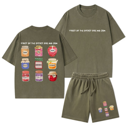 Fruit Of The Spirit Are My Jam Christian Washed T-Shirt & Shorts
