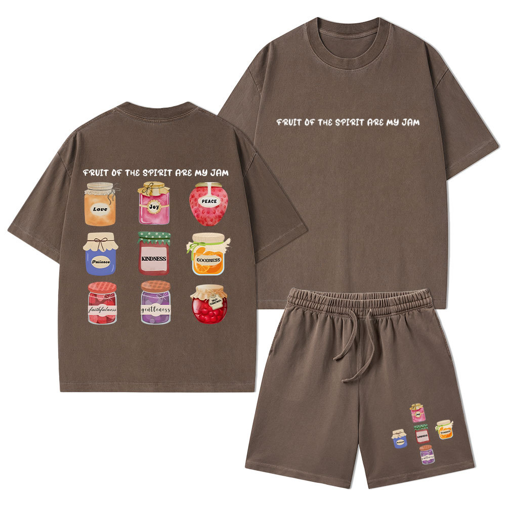 Fruit Of The Spirit Are My Jam Christian Washed T-Shirt & Shorts
