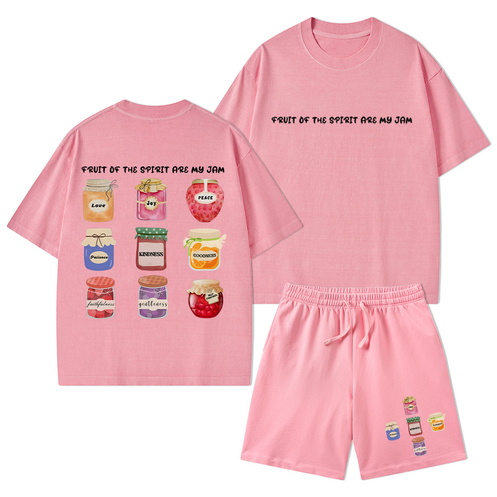 Fruit Of The Spirit Are My Jam Christian Washed T-Shirt & Shorts