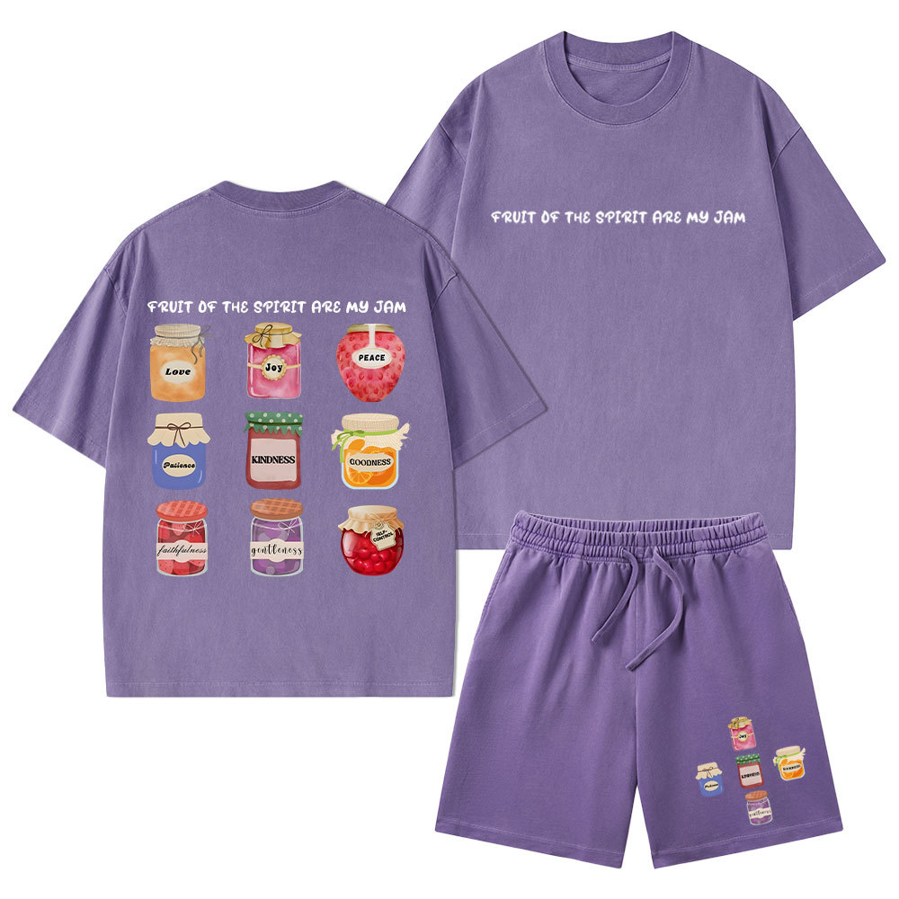 Fruit Of The Spirit Are My Jam Christian Washed T-Shirt & Shorts