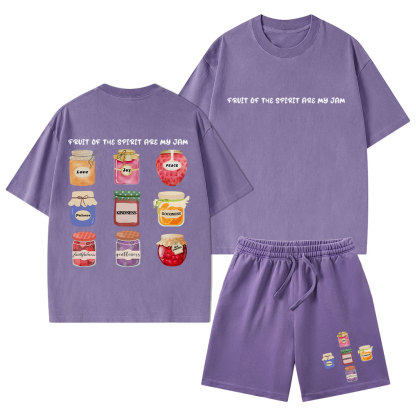 Fruit Of The Spirit Are My Jam Christian Washed T-Shirt & Shorts
