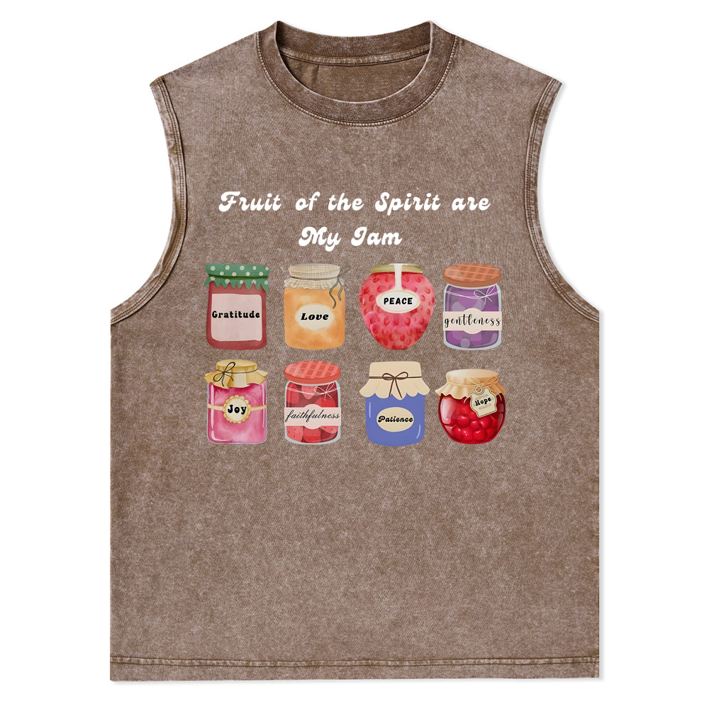 Fruit Of The Spirit Are My Jam Christian Washed Tank Top