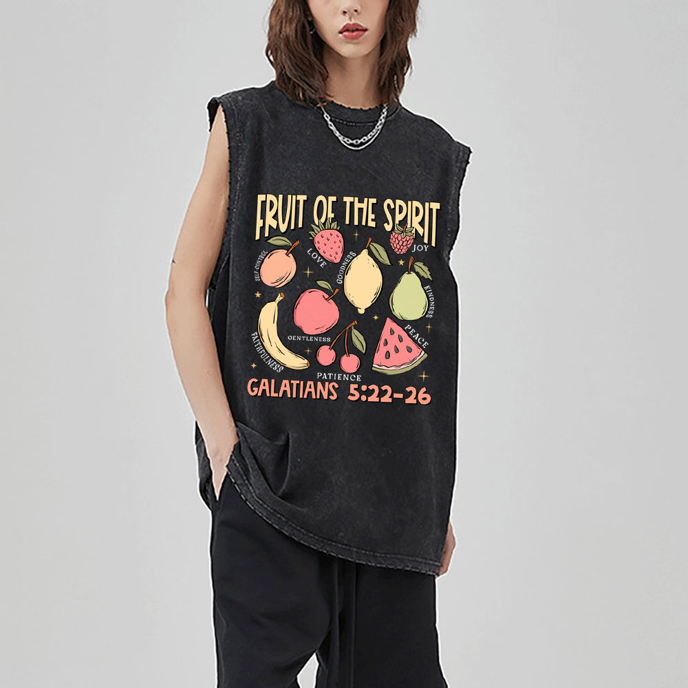 Fruit Of The Spirit Christian Washed Sleeveless Tee