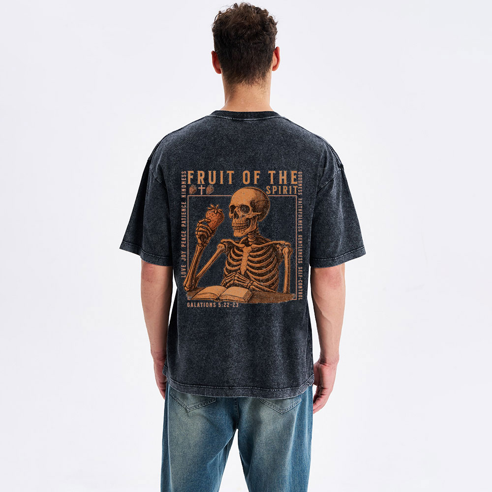 Fruit Of The Spirit Skeleton Christian Washed T-Shirt