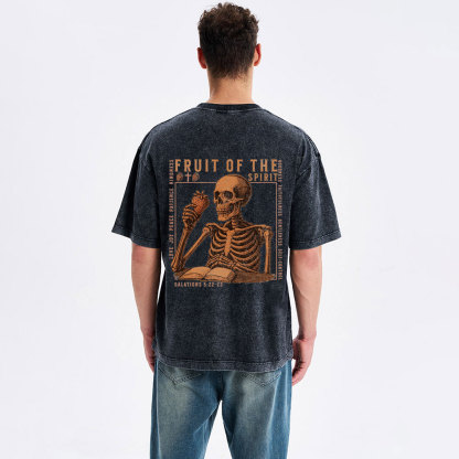Fruit Of The Spirit Skeleton Christian Washed T-Shirt
