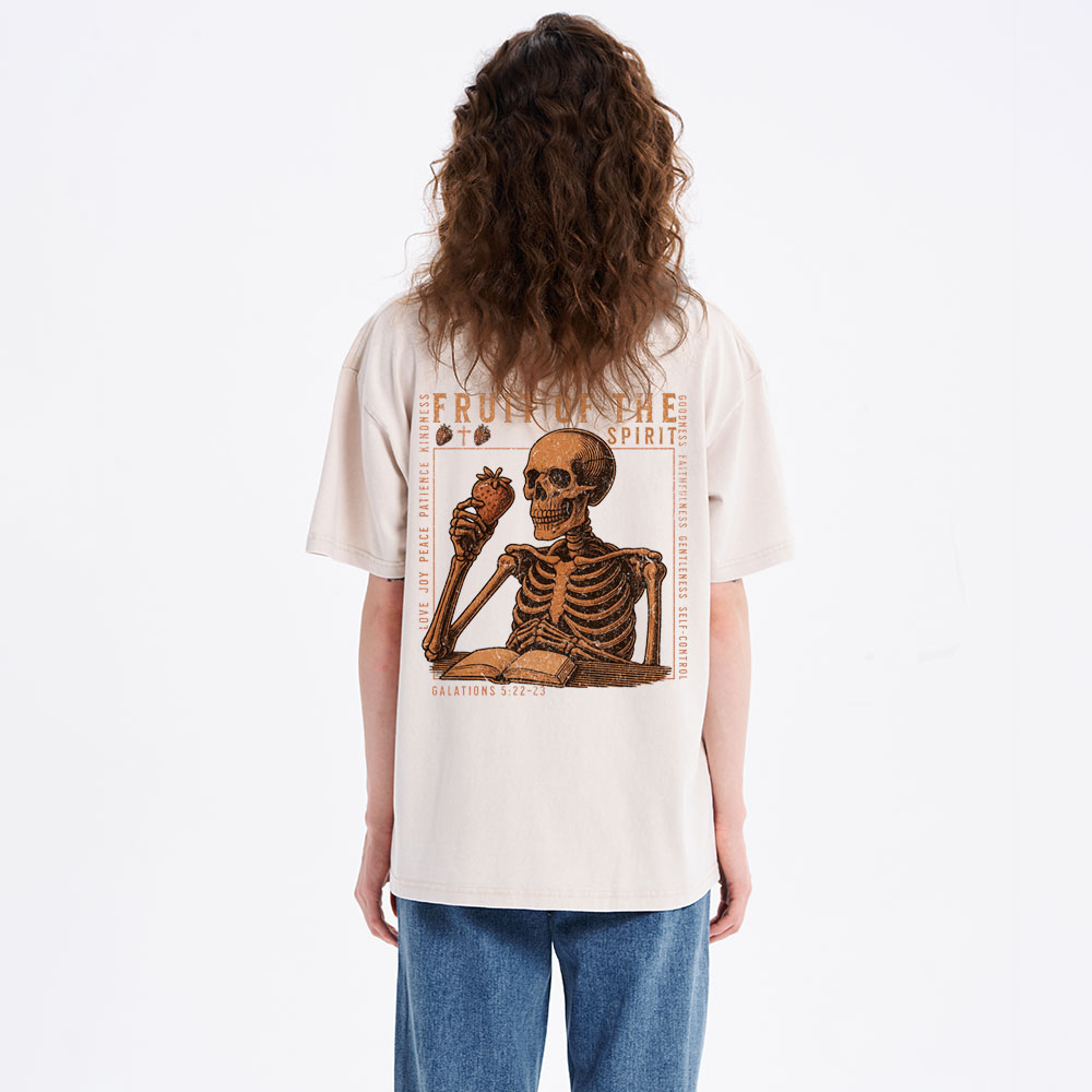 Fruit Of The Spirit Skeleton Christian Washed T-Shirt