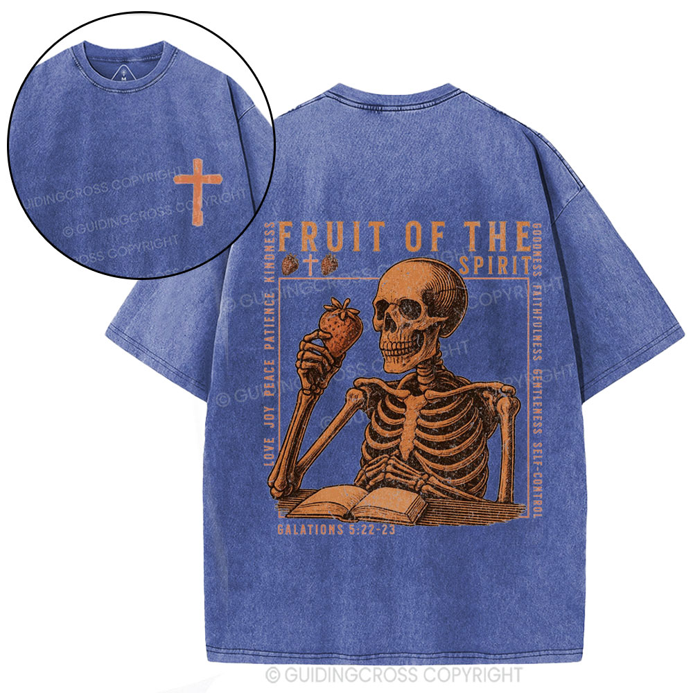 Fruit Of The Spirit Skeleton Christian Washed T-Shirt