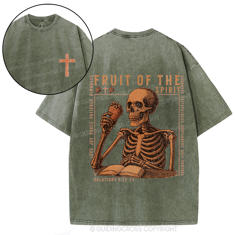 Fruit Of The Spirit Skeleton Christian Washed T-Shirt