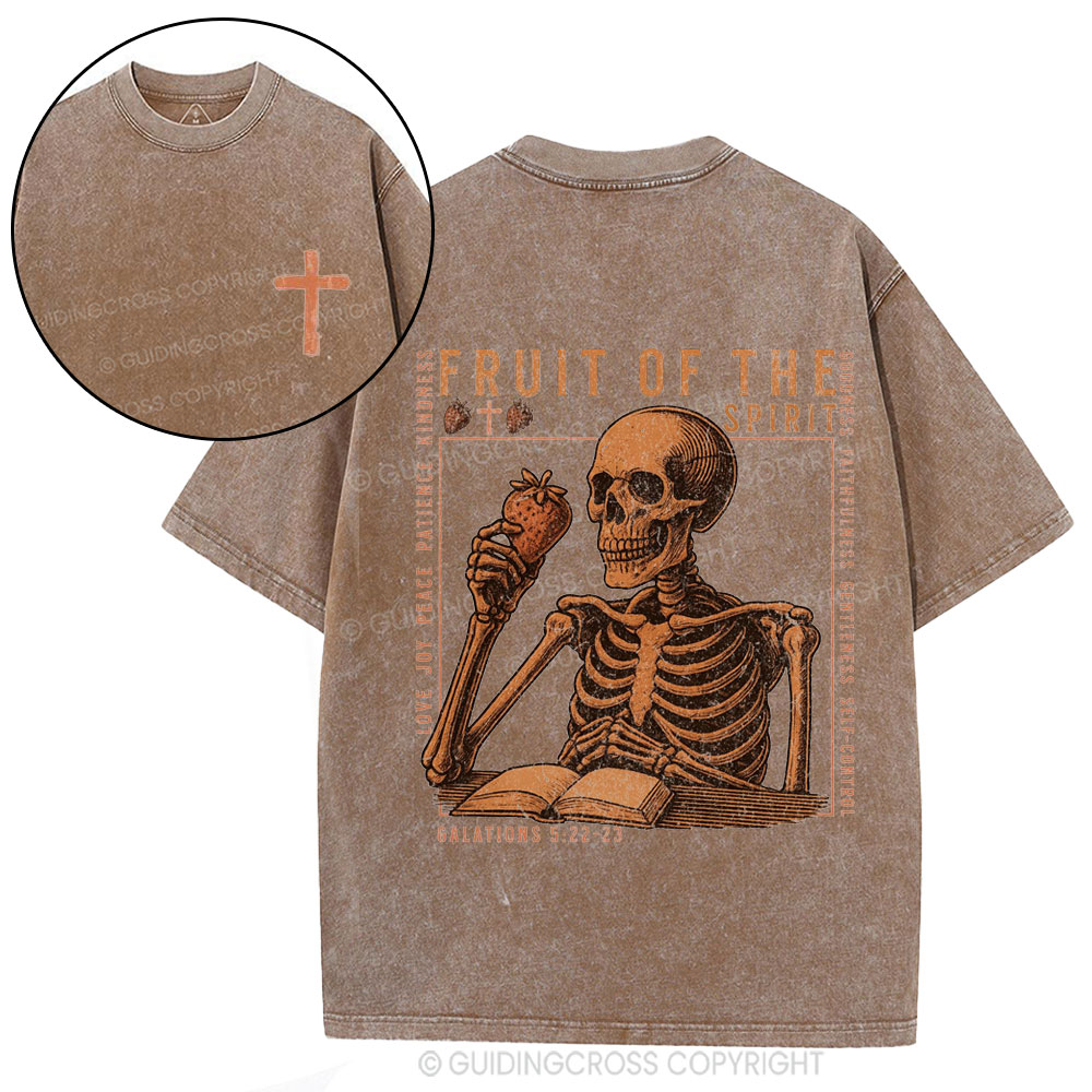Fruit Of The Spirit Skeleton Christian Washed T-Shirt