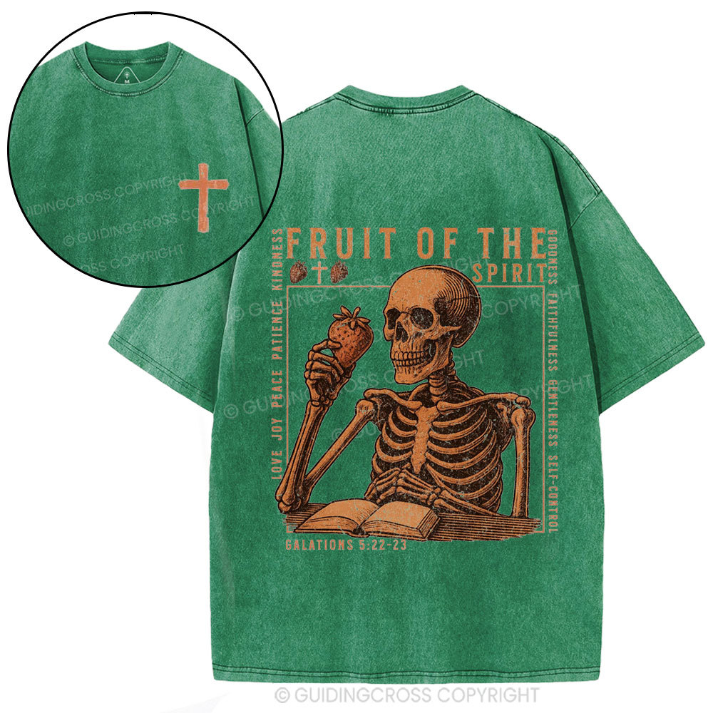 Fruit Of The Spirit Skeleton Christian Washed T-Shirt