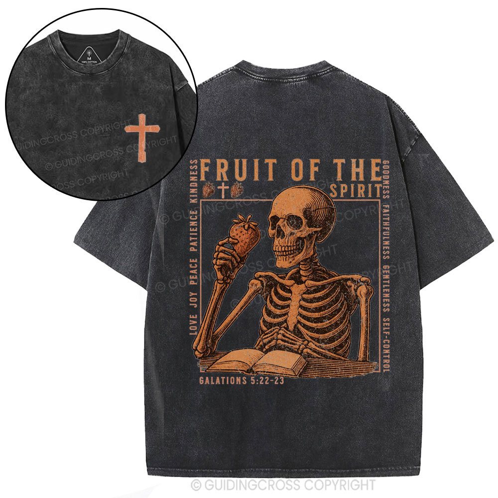 Fruit Of The Spirit Skeleton Christian Washed T-Shirt