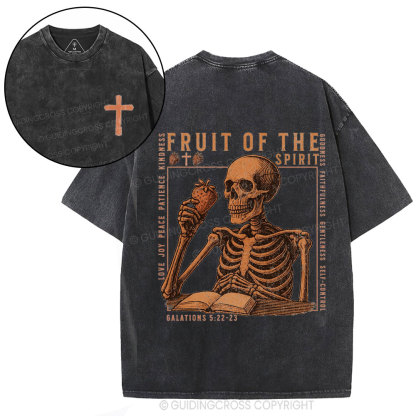Fruit Of The Spirit Skeleton Christian Washed T-Shirt