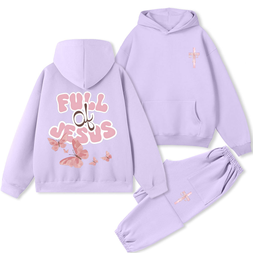 Full Of Jesus Christian Premium Fleece Hoodie Set