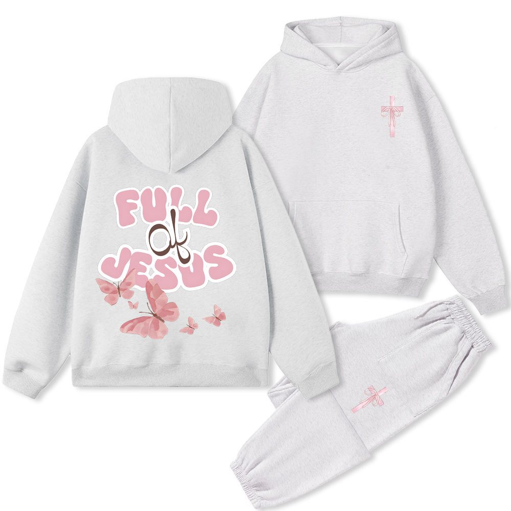 Full Of Jesus Christian Premium Fleece Hoodie Set