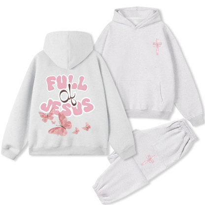 Full Of Jesus Christian Premium Fleece Hoodie Set