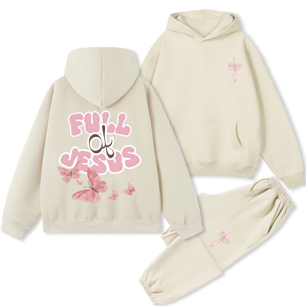 Full Of Jesus Christian Premium Fleece Hoodie Set