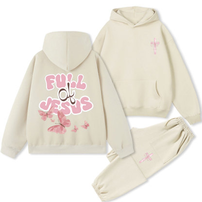 Full Of Jesus Christian Premium Fleece Hoodie Set