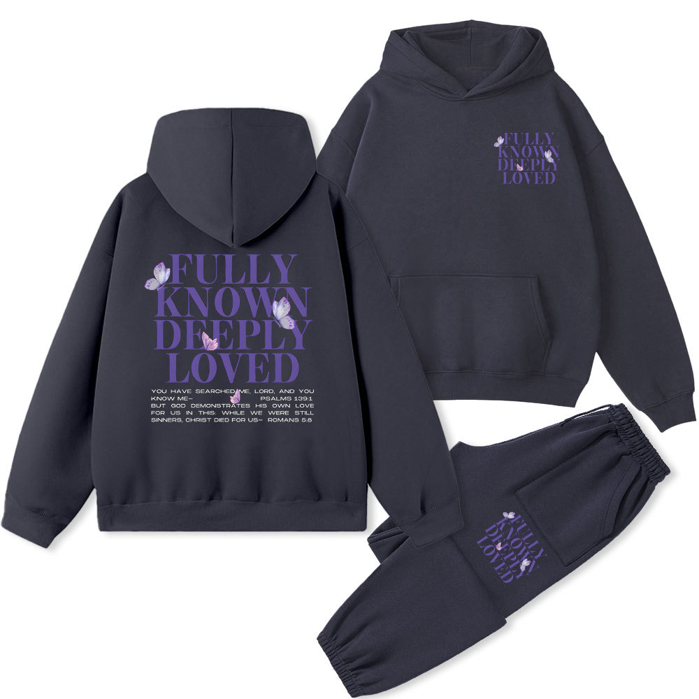 Fully Known Deeply Loved christian Fleece Hoodie Set
