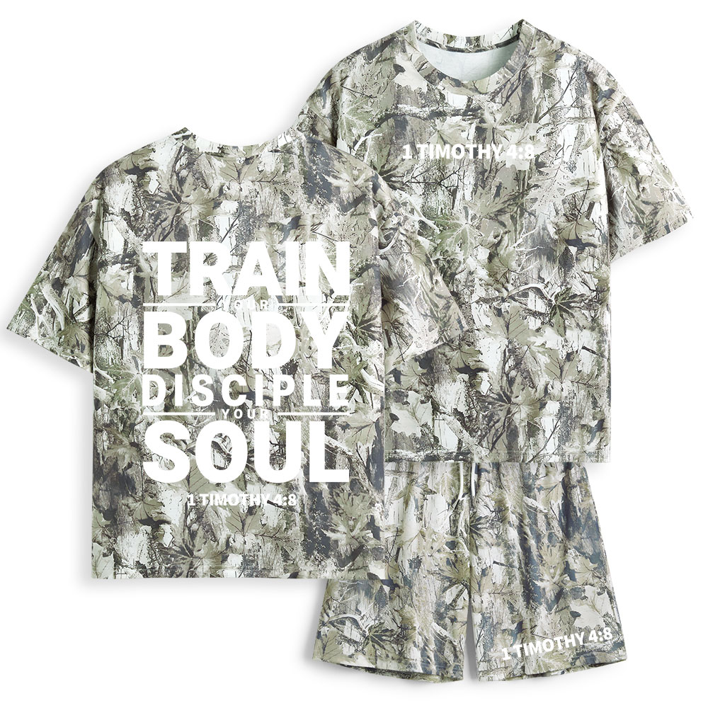 Train Your Body Discipline Your Soul Christian Camo T-Shirt & Shorts