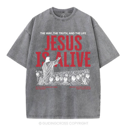 Jesus Is Alive Christian Washed T-Shirt