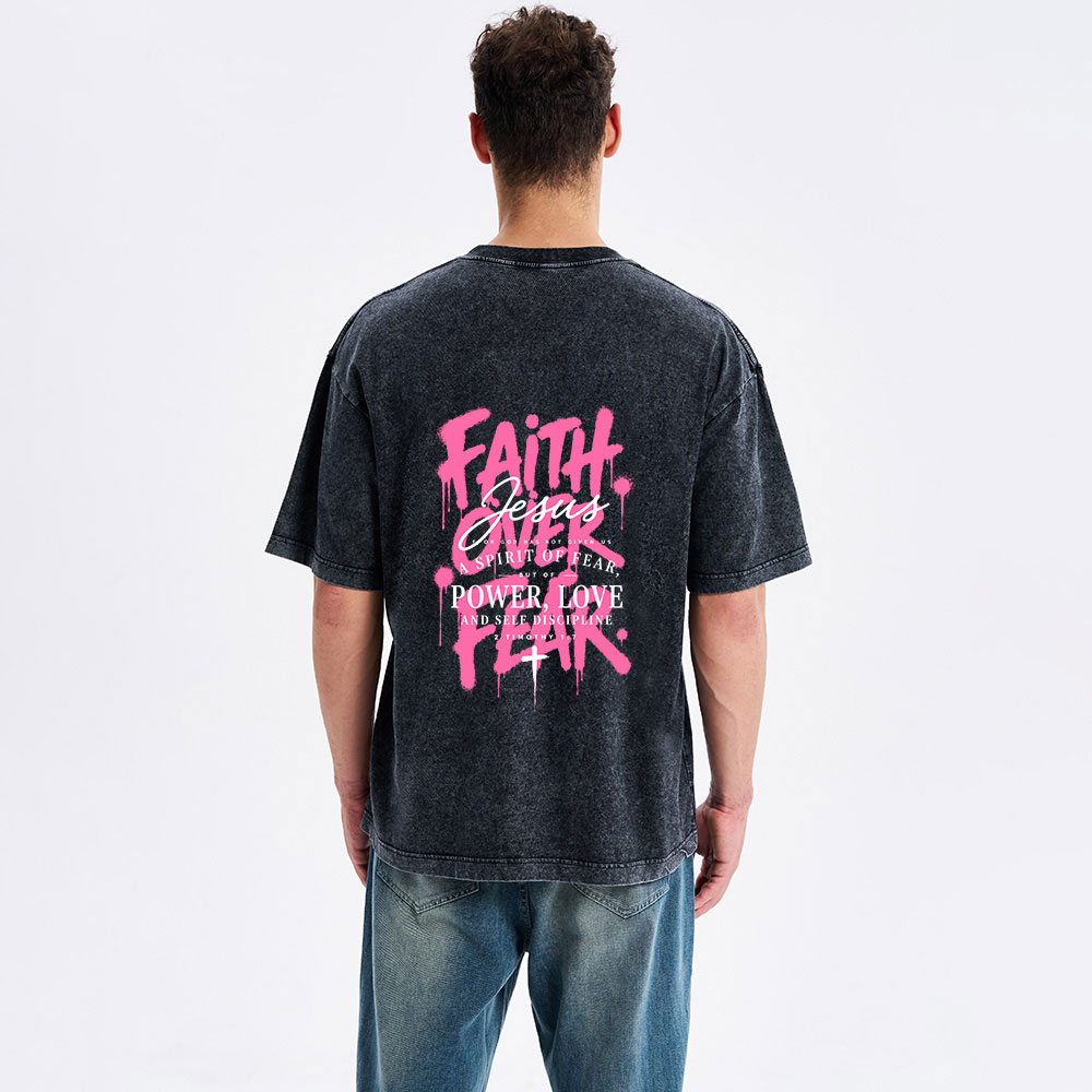 Faith Over Fear Christian Washed T-Shirt