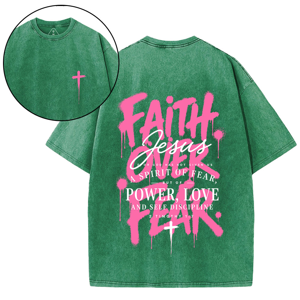 Faith Over Fear Christian Washed T-Shirt