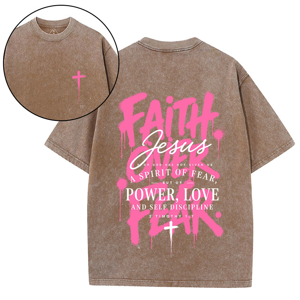 Faith Over Fear Christian Washed T-Shirt