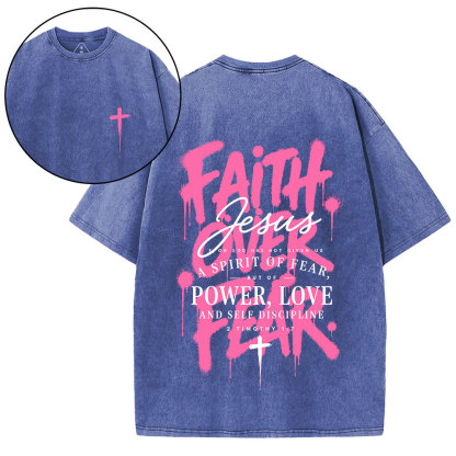 Faith Over Fear Christian Washed T-Shirt