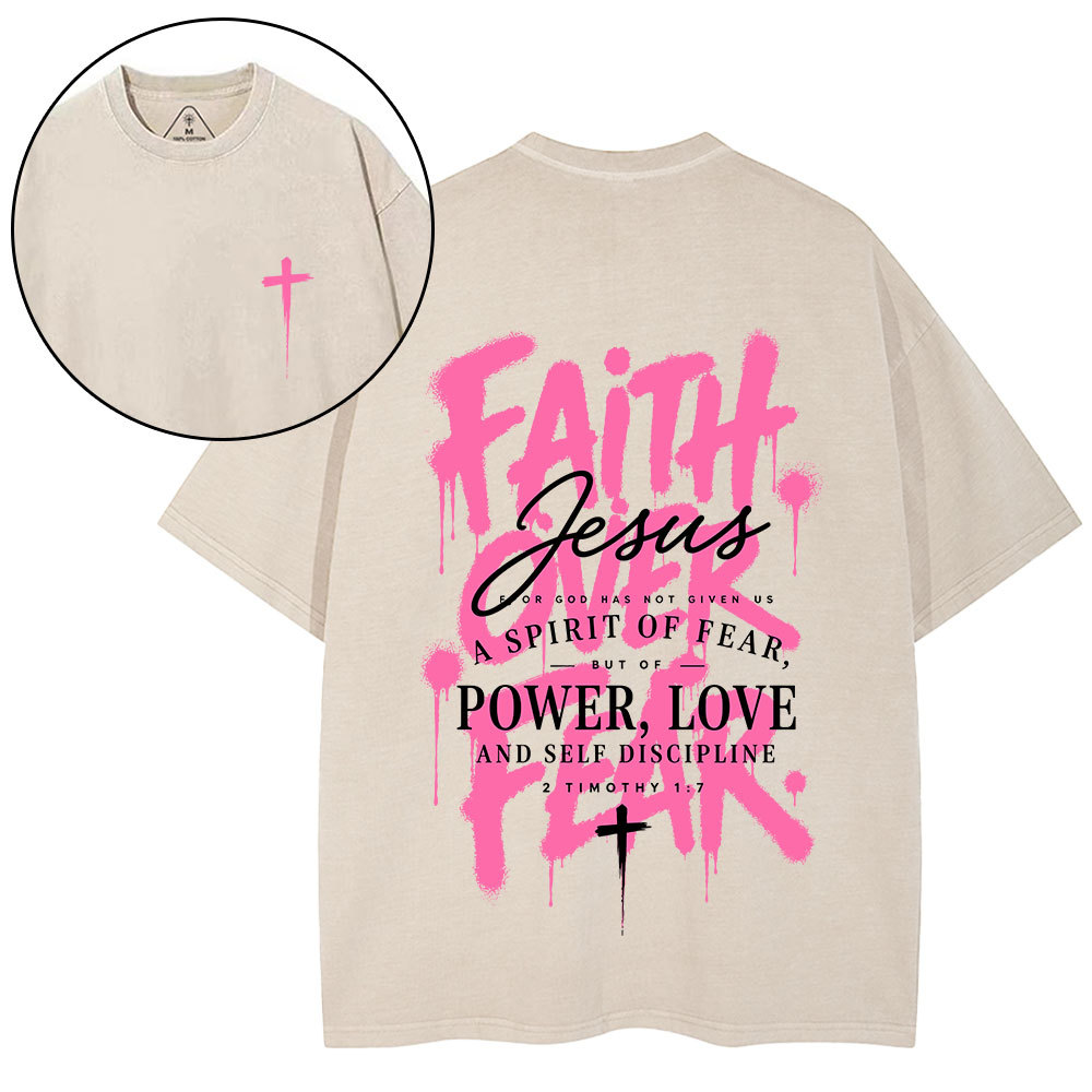 Faith Over Fear Christian Washed T-Shirt